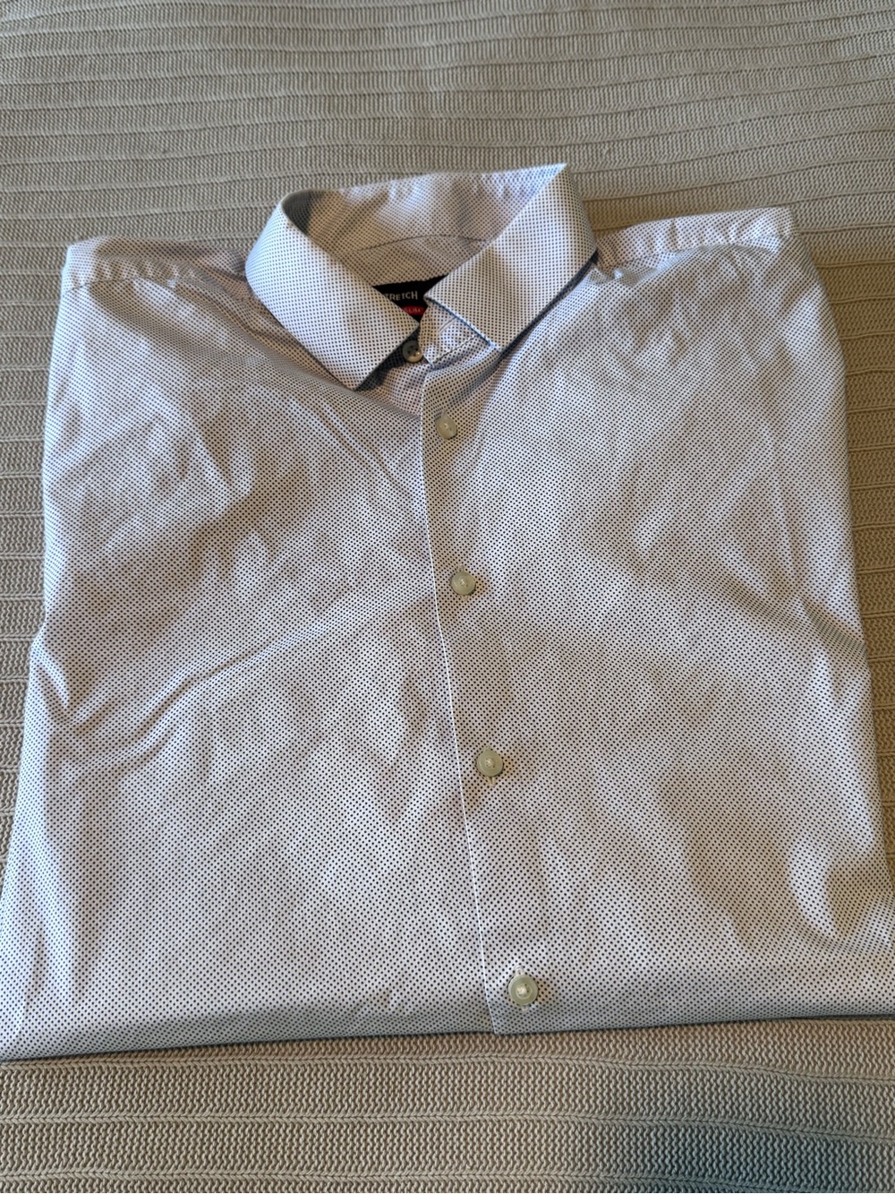 Men's White Micro-Polka Dot Dress Shirt